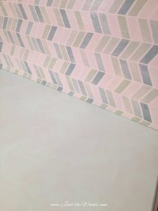 mint chalk paint, chevron fabric