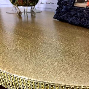 how to add glitter to furniture, glitter desk, gold desk, gold furniture, bling furniture ideas