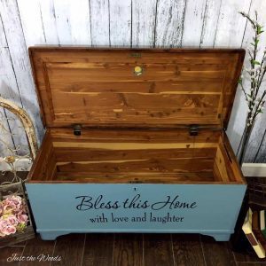 cedar wood chest, antique chest, painted furniture, shabby chic, rustic decor