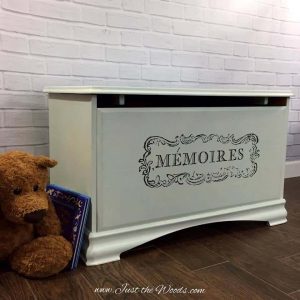 Painted Toy Box with Image Transfer by Just the Woods