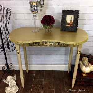 vintage vanity, gold desk, gold vanity, vintage desk, staten island