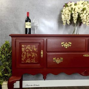 Cranberry Ethan Allen Stenciled Buffet