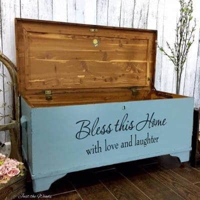 Painted Cedar Chest with Reverse Stencil