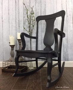 painted-rocking-chair, charcoal painted rocking chair, chalk paint, just the woods