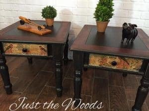 shabby-black-decoupaged-end-tables