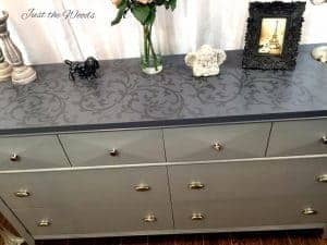 Tone on Tone Gray Stenciled Dresser