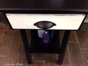 cup pulls, oil rubbed bronze hardware, painted table, black and white painted furniture