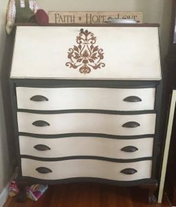 customer-owned-piece, black and white painted furniture, black and white furniture