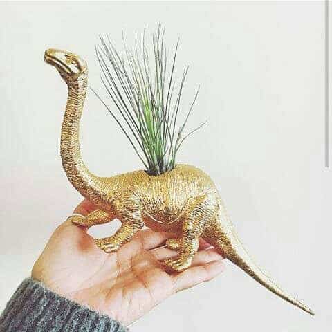 dinosaur-planter, dinosaur gift, unique dinosaur, gold dinosaur, holiday gift guide, gift ideas