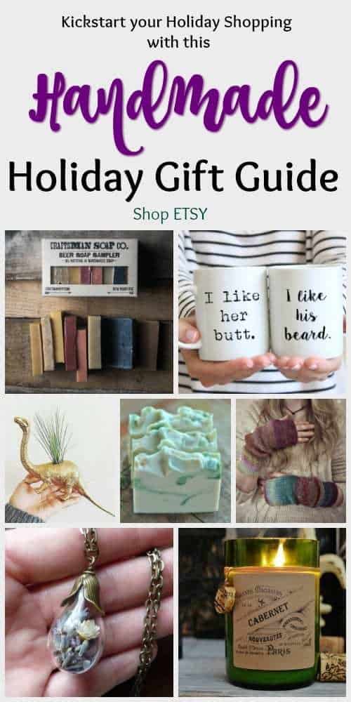 A handmade holiday gift guide to help you start or even finish your holiday shopping. Find the perfect present for friends and family. These holiday gift ideas will help you find what you're looking for. #holidaygiftguide #holidaygiftideas #christmasgiftguide #bestgiftideas #handmadegiftideas #etsygiftguide #holidaygiftideas #giftguide #giftideas