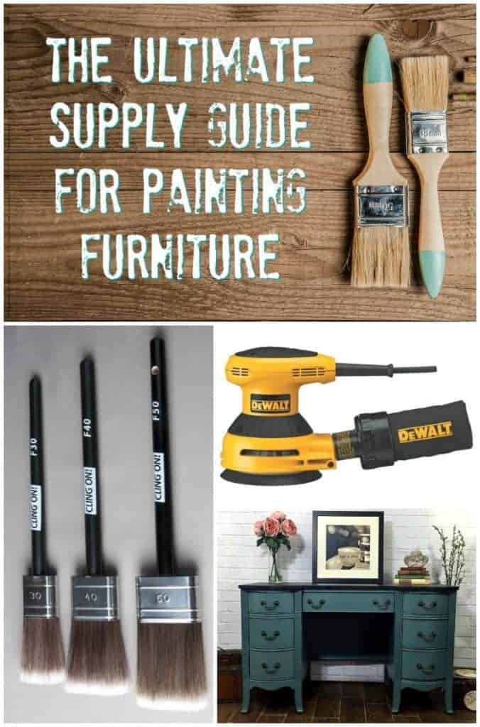 necessary supplies for painting furniture, including tools, brushes, paint and more. The Ultimate Supply List for Painting Furniture. | furniture painting tools, furniture painting supplies, what tools for painting furniture, supplies for painting furniture, how to paint furniture, best tools for painting furniture, best brushes for painting furniture, best paint for painting furniture, chalk paint, furniture paint 