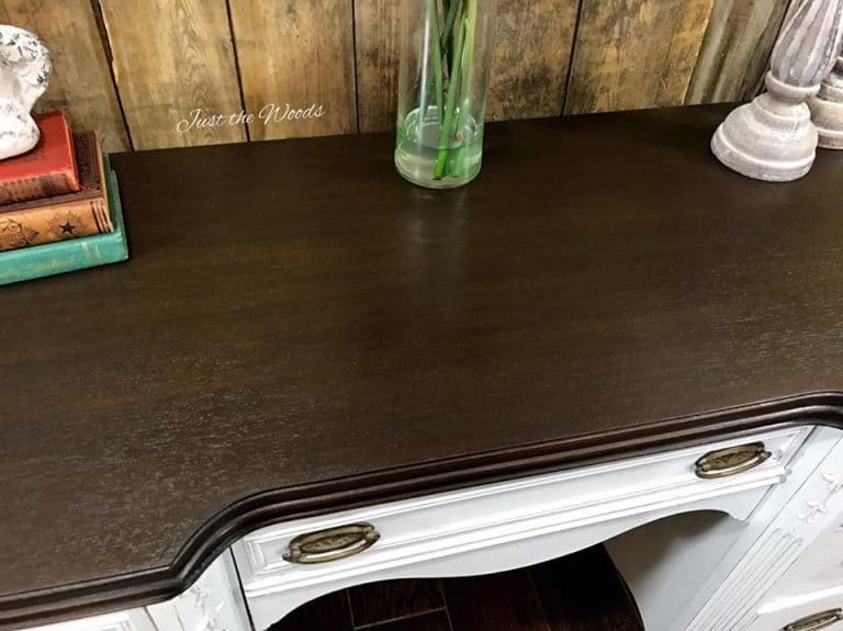 Gray Painted Desk with Espresso Stain Top by Just the Woods