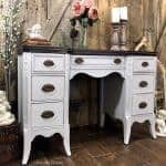 Gray Painted Desk with Espresso Stain Top