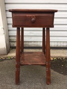 wood-vintage-table, black and white furniture makeover