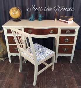burl-wood-desk, vintage desk, painted desk, just the woods, ny