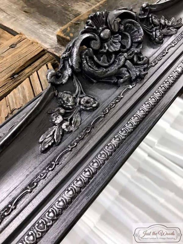 Metallic Pewter Makeover of an Elegant Ornate Mirror