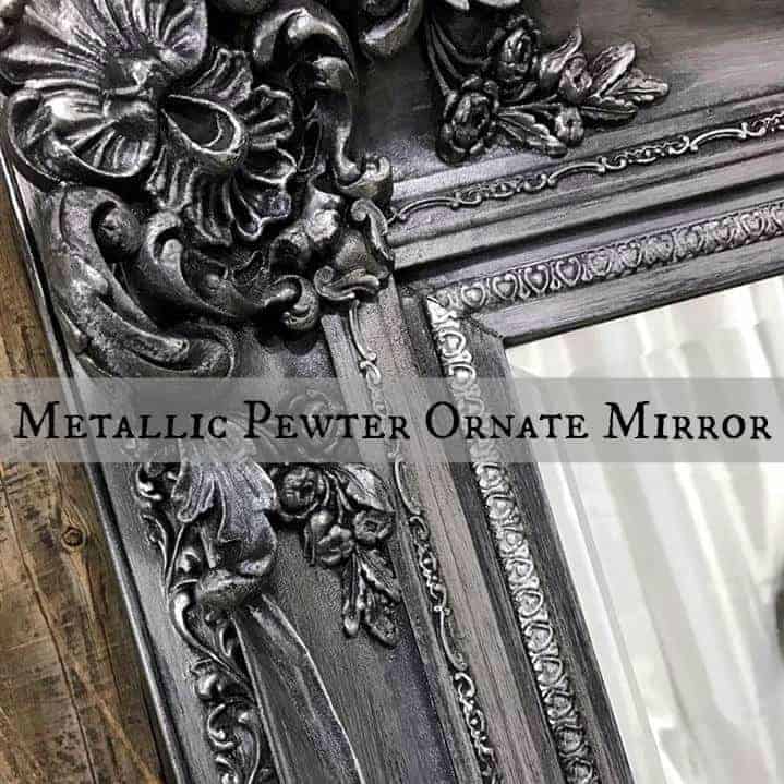 metallic pewter, painted mirror, just the woods, nyc, ornate mirror