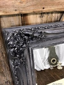 metallic-pewter-painted-mirror, chalk paint, metallic pewter, painted mirror, staten island, just the woods