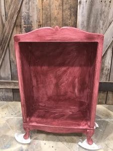 painted bookcase, cranberry, chalk paint, paint mdf, how to paint mdf