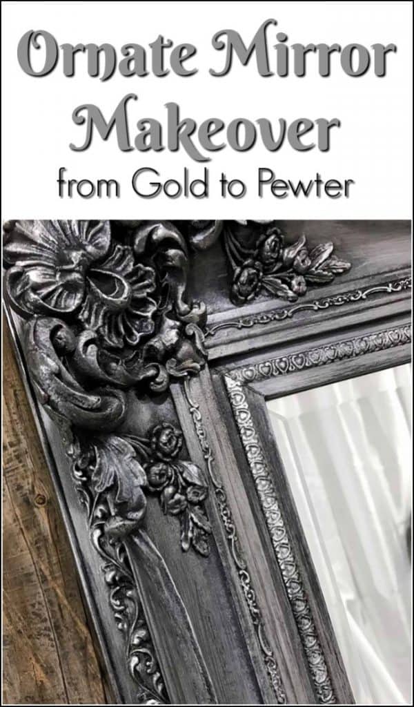 Metallic Pewter Makeover of an Elegant Ornate Mirror