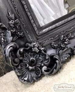 ornate-pewter, metallic pewter, ornate mirror, nyc, just the woods