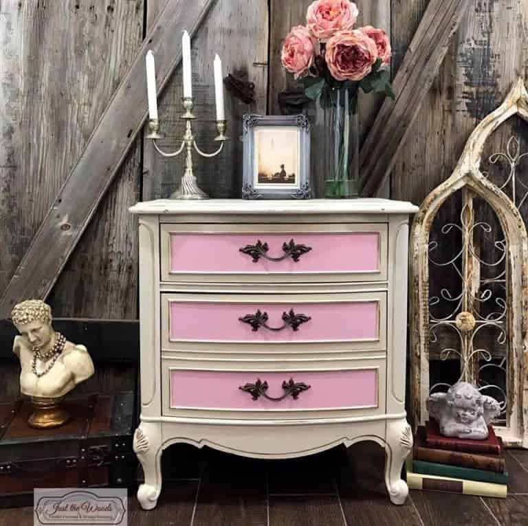 french provincial, painted furniture, pink, chalk paint, shabby chic