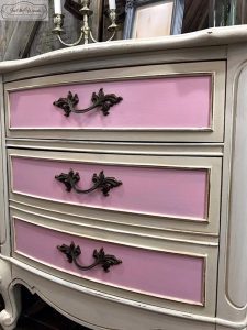 pink-drawers, french provincial, painted pink, vintage, glazed, nj, ny, girls furniture, dixie furniture