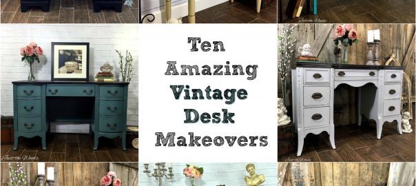 vintage desk, painted desk, painted furniture