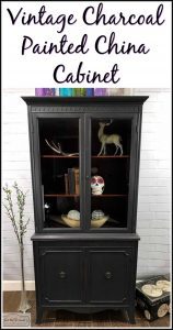 vintage-charcoal-painted-china-cabinet-pin, vintage china cabinet, painted china cabinet, graphite, chalk paint