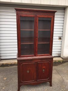 Vintage China Cabinet Painted Custom Charcoal With Original Interior