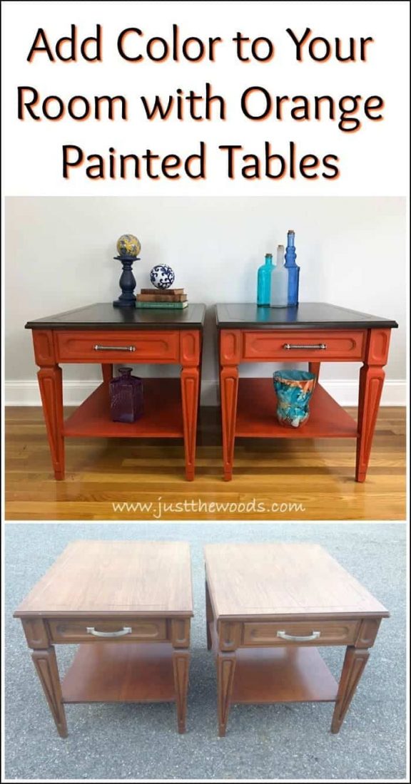 add-color-orange-painted-tables, painted furniture, orange chalk paint, pure home paint, staten island