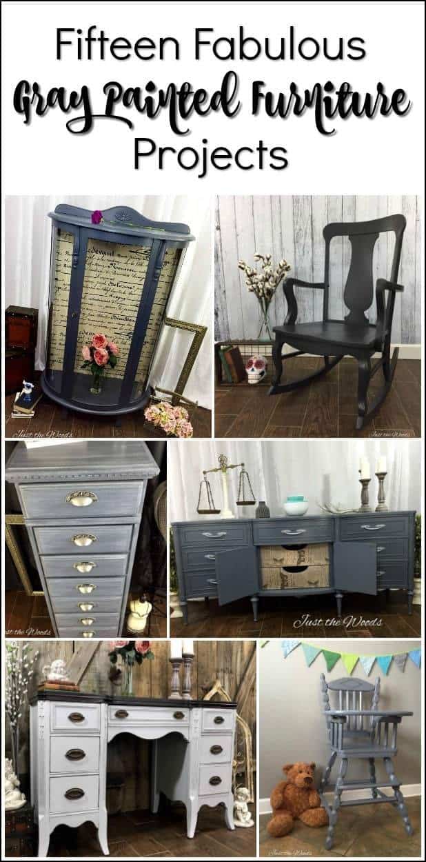 gray-painted-furniture, Fifteen gray painted furniture projects to inspire you. If you are looking for gray painted furniture ideas and inspiration check these out. A variety of gray chalk painted makeover. #graypaintedfurniture #graypaintedtable #graychalkpaint #paintedfurnitureideas