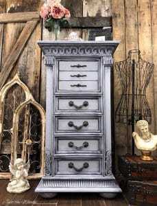 weathered gray, painted jewelry chest, gustavian style, french country, chalk paint, pure home paint, staten island, 