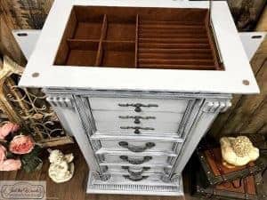 weathered gray, painted jewelry chest, gustavian style, french country, chalk paint, pure home paint, staten island, 