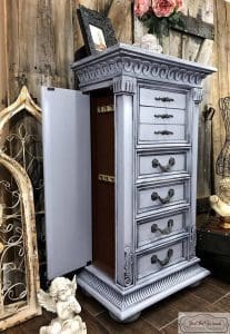 weathered gray, painted jewelry chest, gustavian style, french country, chalk paint, pure home paint, staten island, 