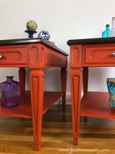 mersman-painted-tables, painted mcm furniture, orange tables