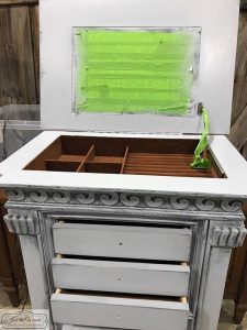 gustavian style painted furniture, wet distress, weathered gray, french country, swedish style, jewelry chest, nyc