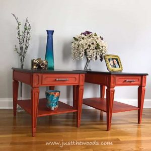 orange-painted-tables, painted furniture, vintage furniture, painted tables