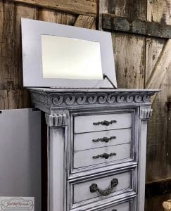 weathered gray, painted jewelry chest, gustavian style, nyc, french country, chalk paint, pure home paint, staten island, 