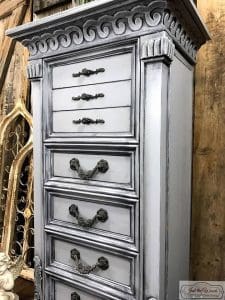 weathered gray, painted jewelry chest, gustavian style, french country, chalk paint, pure home paint, staten island, 