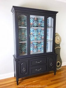 painted-vintage-china-cabinet, decoupage, china cabinet, painted furnture