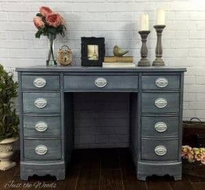 shabby-chic-desk, gray painted desk, gray painted furniture, shabby chic, vintage desk, staten island, nyc