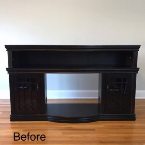 unfinished-media-stand tv stand, media console, tv console, painted furniture, painted media console, painted tv stand, bright yellow chalk paint