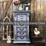 Weathered Gray Hand Painted Jewelry Chest