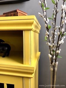 yellow-and-white-painted-furniture, painted media console, yellow, staten island, new york, shabby chic