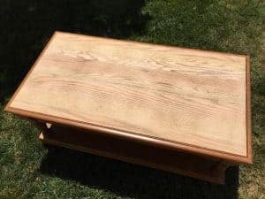 bare-wood, sanded table top. painted furniture, new york, coffee table