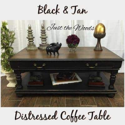 paited coffee table, distressed coffee table, black chalk paint