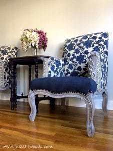 blue-and-studded-chairs, home decorators, floral arm chair, living room makeover, new york