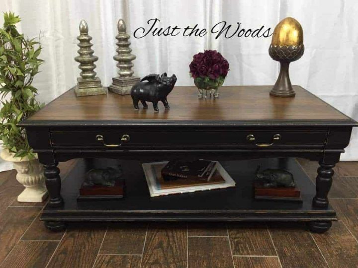 Distressed Coffee Table in Black and Tan by Just the Woods