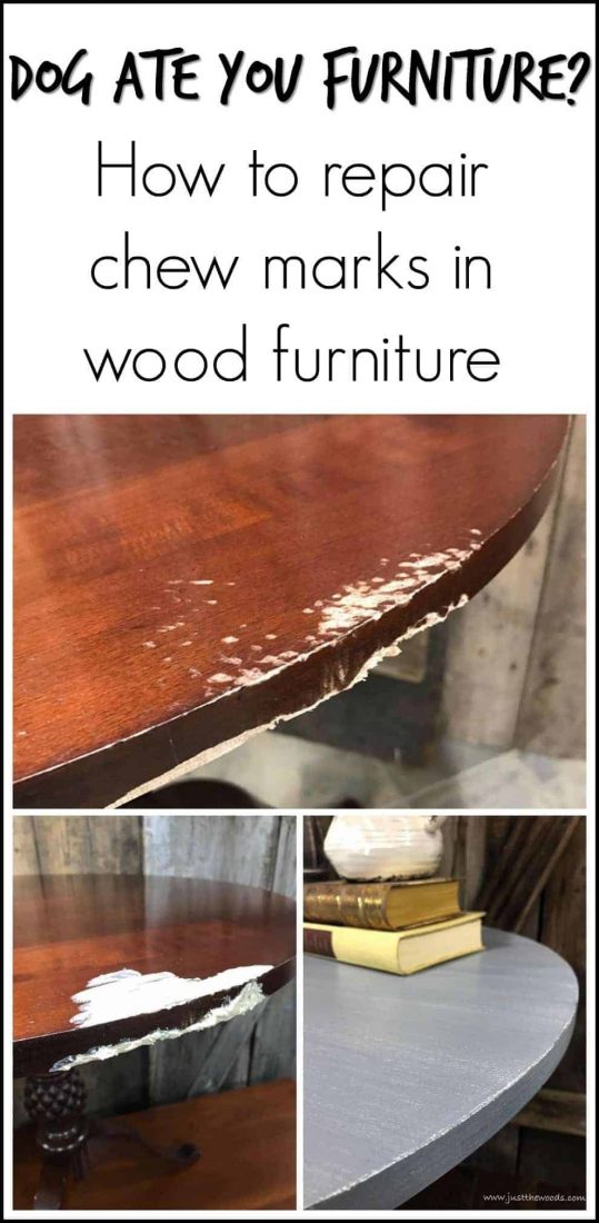 dog-ate-table, damaged wood, repair wood, wood filler, magic mud